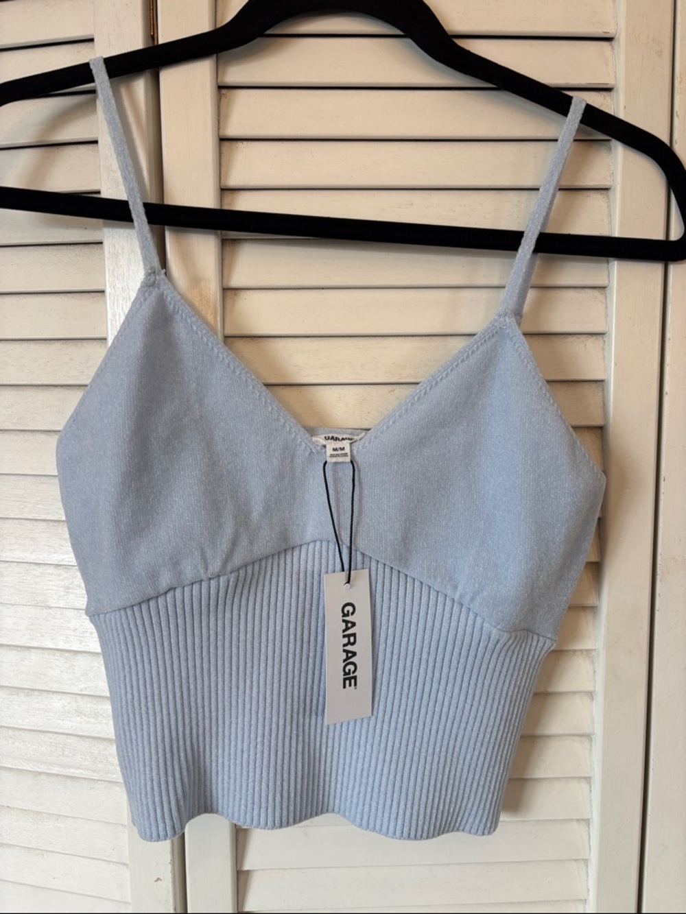 Garage Light Blue Ribbed Knit Cami